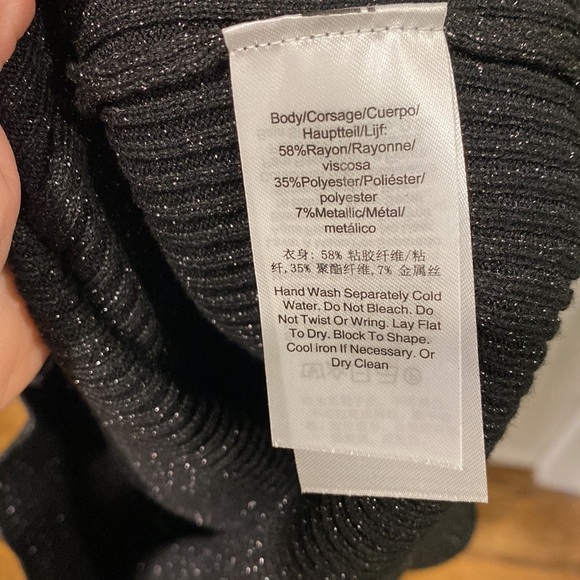 DKNY Sparkly Fitted Black Belted Midi Dress NWT - Picture 13 of 15